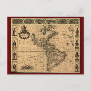 1660 - Historisch overzicht Noord- en Zuid-Amerika Briefkaart