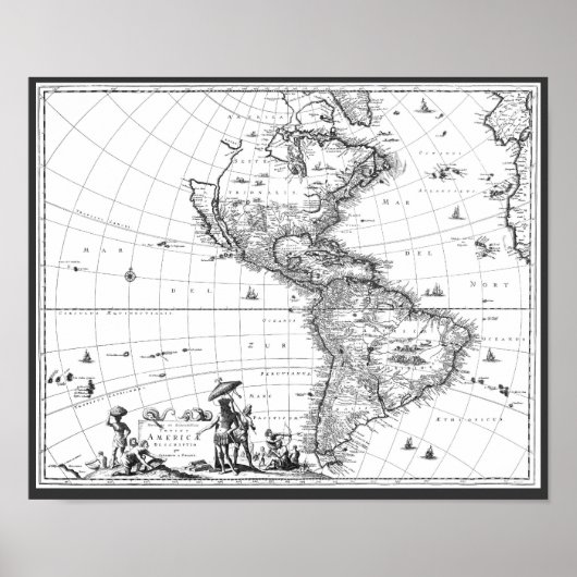 1671 Kaart naar Amerika Poster (Voorkant)