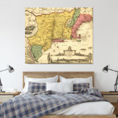 1685 Map - New Belgium, The New World, New England Canvas Afdruk (Insitu (Slaapkamer))