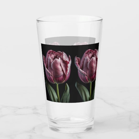 16 0z "Elegant Paarse Tulp" Amerikaanse stijl- Gla Glas (Achterkant)