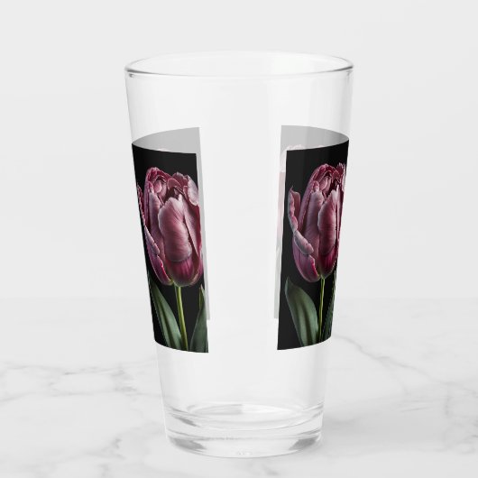 16 0z "Elegant Paarse Tulp" Amerikaanse stijl- Gla Glas (Links)