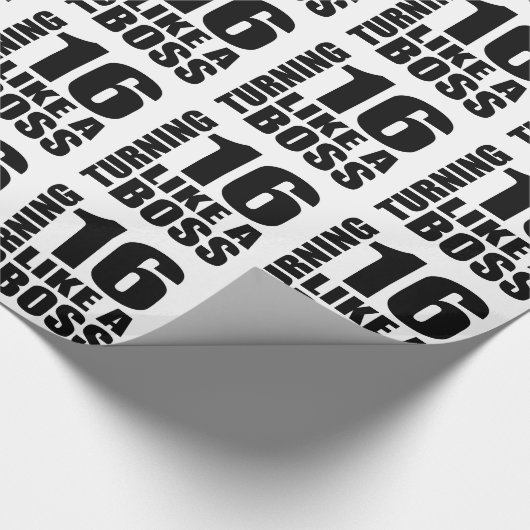 16 als een Baas Birthday Design draaien Cadeaupapier (Hoek)