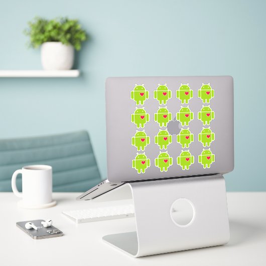 16 Android Robot Liefde Sticker (Laptop op bureau)