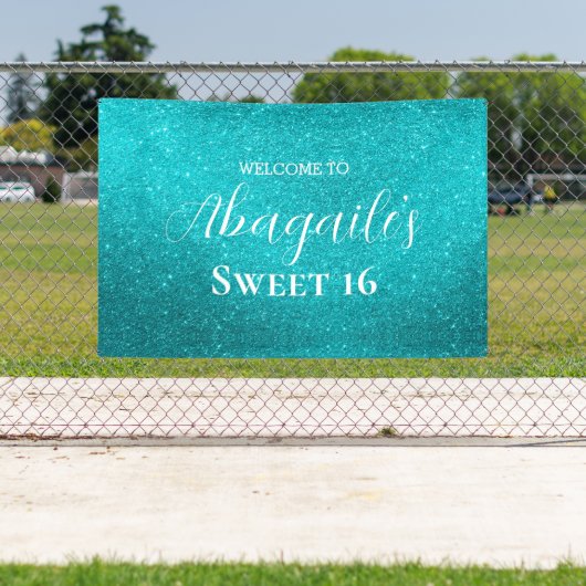 16 ans | Bannière Parties scintillant Turquoise (Insitu)