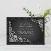 16 ans | Invitation Argent Floral Damask (Debout devant)