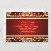 16 ans | Invitation élégante Red & Gold Damask (Devant)