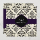16 ans | Invitation pourpre et noire Damask (Devant / Derrière)