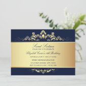 16 ans | Invitation Royal Blue & Gold Damask (Debout devant)