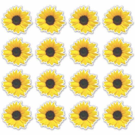 16 autocollants kiss-cut fleur de tournesol jaune (Devant)