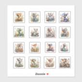 16 Bébés Dragons avec fleurs Stickers (Feuille)
