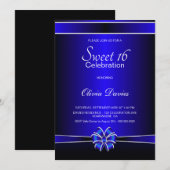 16 Birthday Celebration Black and Blue Sweet Kaart (Voorkant / Achterkant)