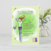 16 Birthday Party Invitation Kaart (Staand voorkant)