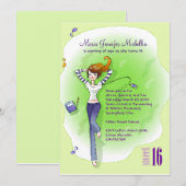 16 Birthday Party Invitation Kaart (Voorkant / Achterkant)