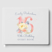 16 Blush Pink Floral 16th Birthday Gastenboek (Voorkant)