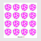 16 COOL Retro  Hot Pink 45 spacer DJ Sticker (Vel)