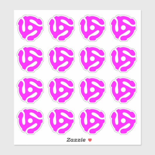 16 COOL Retro  Hot Pink 45 spacer DJ Sticker (Vel)