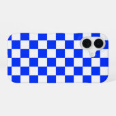 16 Coque iphone chèque À damiers blanc bleu (Verso Horizontal)