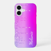 16 Coque iphone de néon rose violet avec nom personna (Verso)