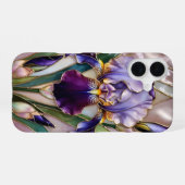 16 Coque iPhone Iris Violet Élégant Vitrail (Verso Horizontal)