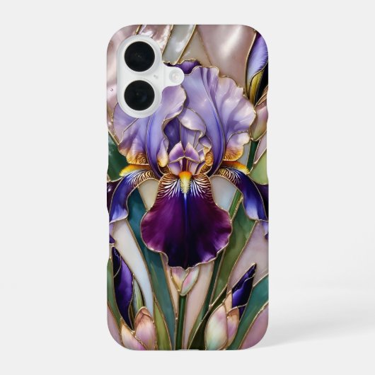 16 Coque iPhone Iris Violet Élégant Vitrail (Verso)