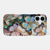 16 Coque iPhone Papillon Vitrail Floral (Verso Horizontal)