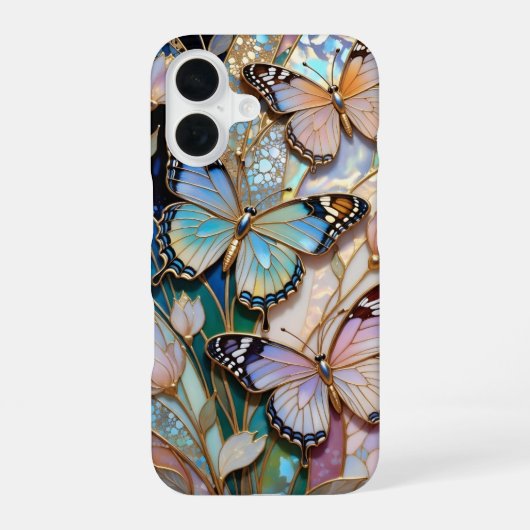 16 Coque iPhone Papillon Vitrail Floral (Verso)