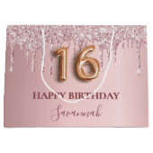 16 druppelroze druppels monogram 16e groot cadeauzakje (Voorkant)