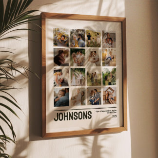 16 Foto Collage Familie Huwelijksfoto's Aandenken Poster