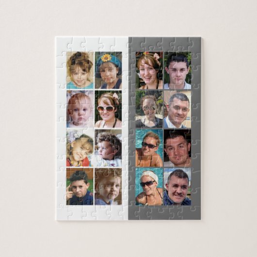 16 foto collage grijs en wit legpuzzel (Verticaal)
