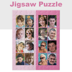 16 foto collage licht en donker roze legpuzzel