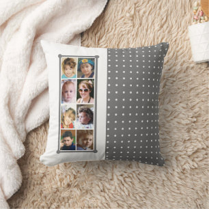 16 foto-collage polka-stippen werpen grijs kussen