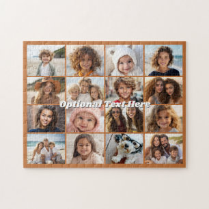 16 Foto Collage - Terra Cotta Klompige Tekst Legpuzzel