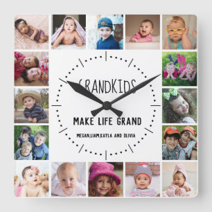 16 Foto-kleinkinderen maken Life Grand Quote White Vierkante Klok