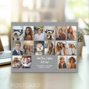 16 foto-raster - 2 regels tekst - zwart-wit feest briefkaart