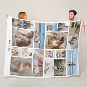 16 Fotocollage en tekst sjabloon gepersonaliseerd Fleece Deken