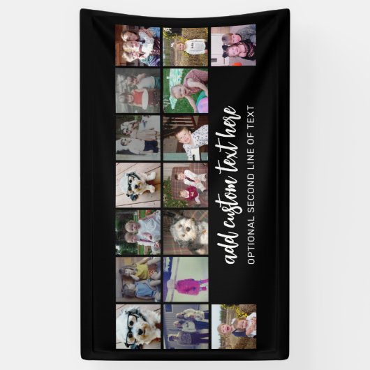 16 Fotoraster - 2 lijntekst - zwarte witte partij Spandoek (Verticaal)