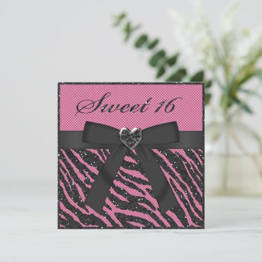 16 Gedrukte Zebra Stripe glitter, juweel en boog Kaart (Staand voorkant)