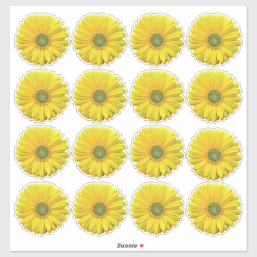 16 Gele Gerbera Madelief Bloem Kiss-Cut Stickers (Vel)