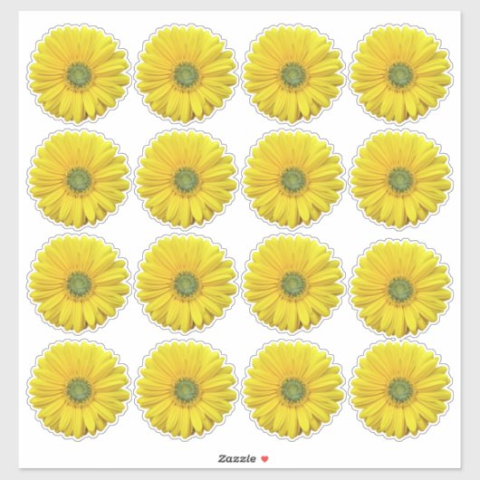 16 Gele Gerbera Madeliefjes Flower Kiss-Cut Sticke Sticker (Vel)