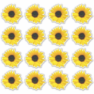 16 Gele Zonnebloem Bloem Kiss-Cut Stickers
