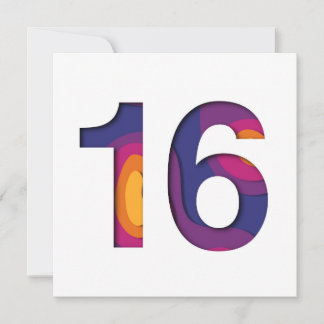 16 Happy 16th Birthday Paarse Roze Gele Uitsnede Feestdagenkaart
