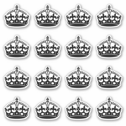 16 Houd kalm Kroon Zwart Sticker (Voorkant)