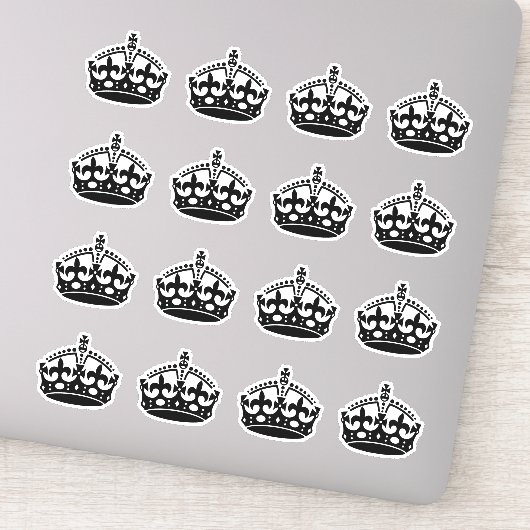 16 Houd kalm Kroon Zwart Sticker (Detail)