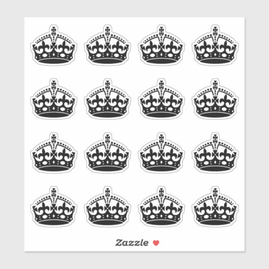 16 Houd kalm Kroon Zwart Sticker (Vel)