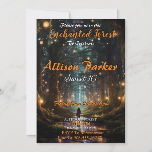 16 Invitaties in het bos Kaart (Voorkant)