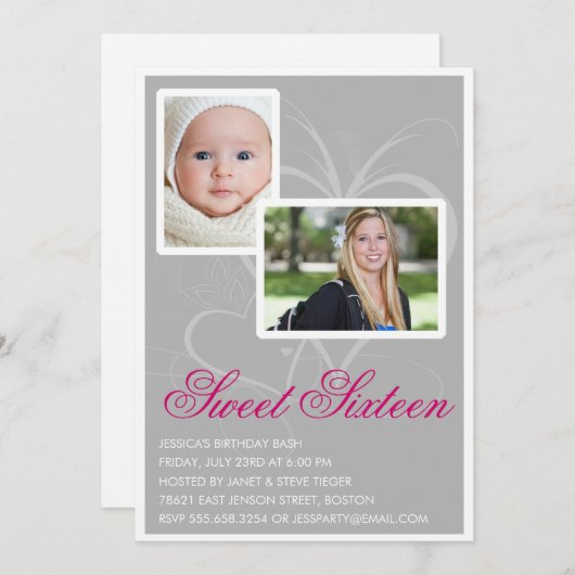 16 invitations à la fête d'anniversaire (Devant / Derrière)