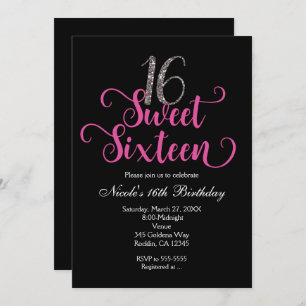 16 invitations à une fête d'anniversaire rose et n