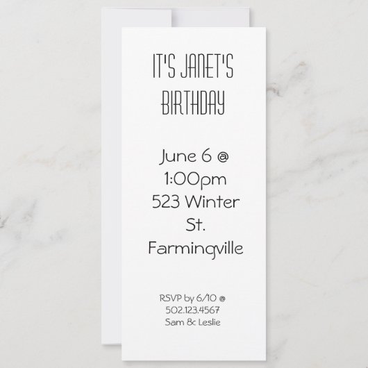 16 invitations sucrées (Dos)