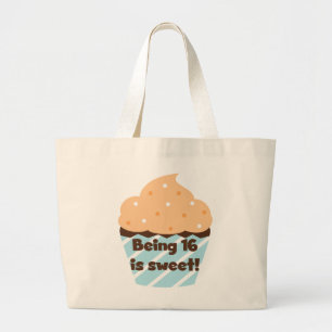 16 is Sweet Birthday T shirten en Gifts Grote Tote Bag