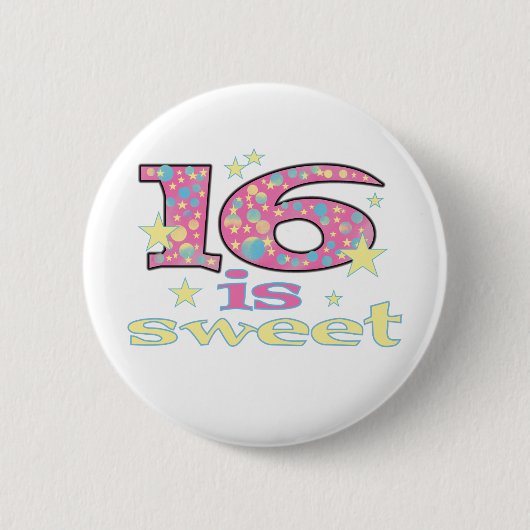 16 is Sweet Ronde Button 5,7 Cm (Voorkant)